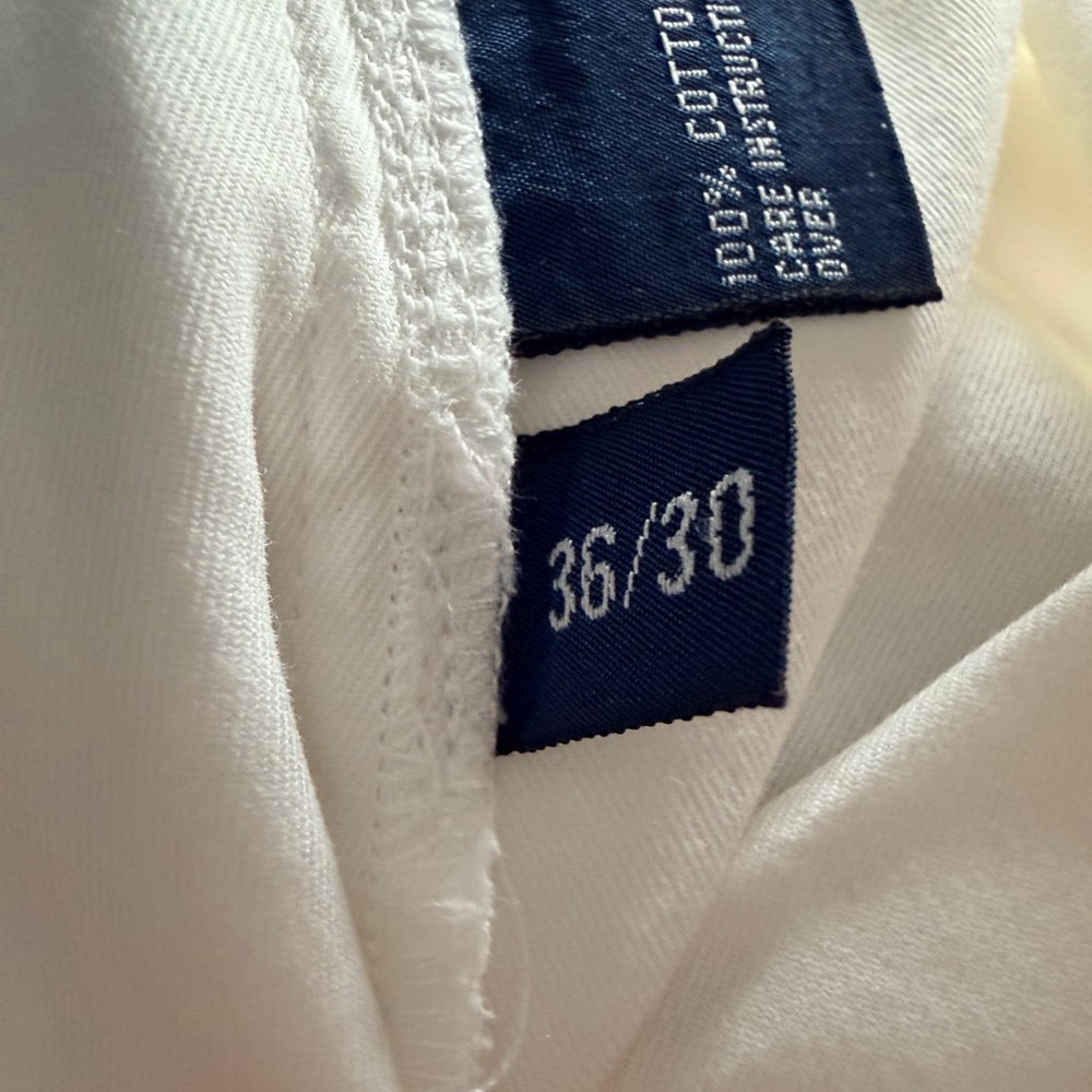 RALPH LAUREN POLO Men’s Cotton Twill Pleated Cuffed Trousers Ivory 36/30 - Picture 6 of 6